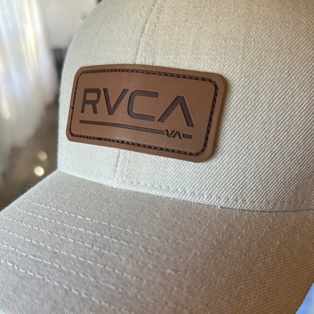 RVCA Tan and Brown Trucker Hat with Leather Patch - Picture 3 of 3
